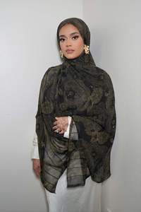 Venta al por mayor de fábrica: Nuevo hiyab de satén de seda estampado a la moda para mujer, pañuelo étnico, chal para velo musulmán 90*230 - Product Image 6