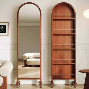 Espejo de Pie de Cuerpo Entero de Madera Maciza Móvil Estilo Antiguo 2025, Antiexplosión, Creativo para el Hogar, para Revistas, Libros y Periódicos - Product Image 3
