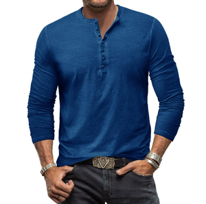 เสื้อเชิ้ตแขนยาวผู้ชาย คอทรงกลม ติดกระดุม  รับสกรีนโลโก้ ผ้าใส่สบาย - Product Image 3