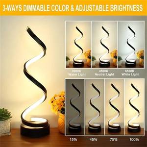 Lampe de bureau spirale moderne, lampe de bureau LED simple à intensité variable, alimentée par USB, lampe de bureau à trois couleurs à intensité variable, lampe de chevet pour salle à manger, bar, chambre à coucher - Product Image 5