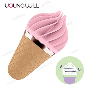 Drop Shipping German Adult Sex Toy Vibrating Rotatable Stimulation Mini Cute Sweet Treat Ice Cream Cone Vibrator For Woman