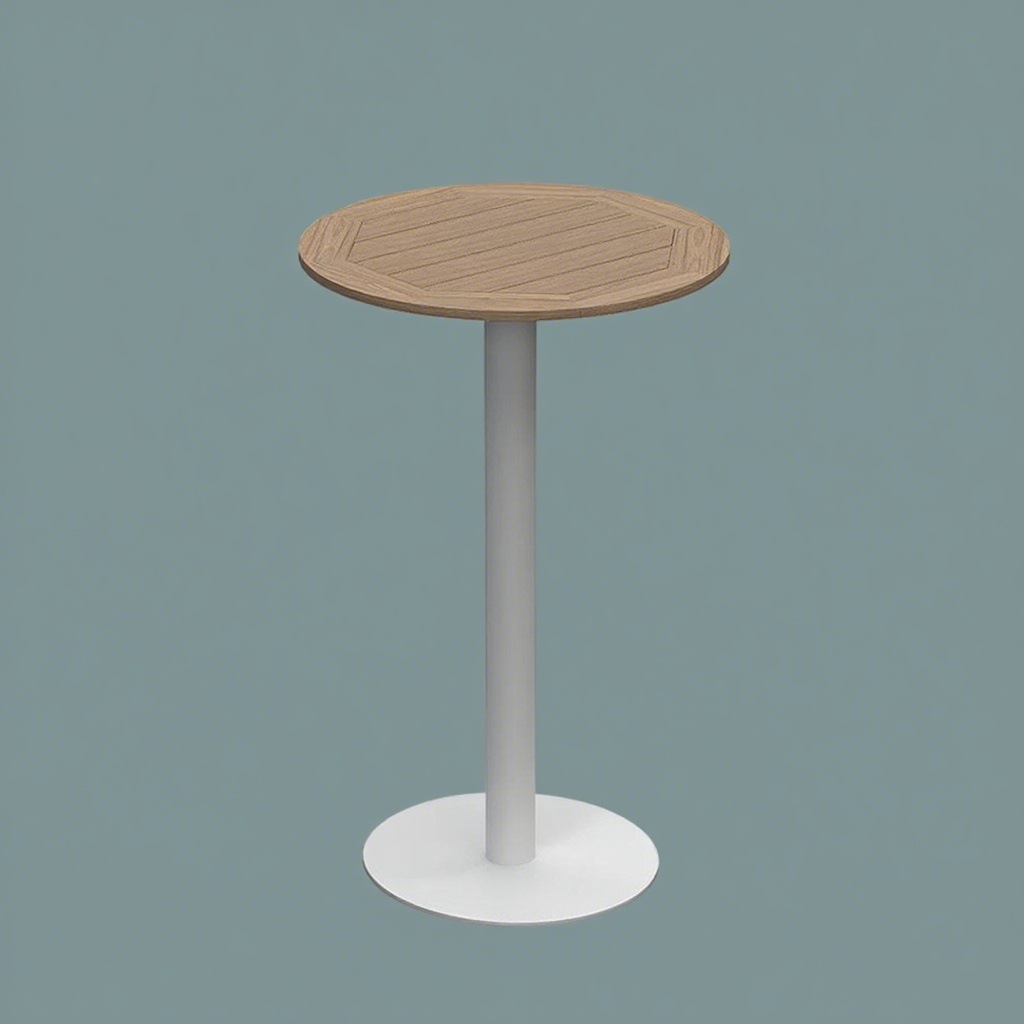 [blanco] Mesa de bar de madera de teca de 70 cm.