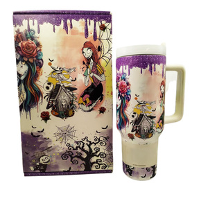 Marca personalizada Halloween 40oz vaso de acero inoxidable brillante pesadilla oscura Navidad Jack Sally taza tetera para desearte - Product Image 6