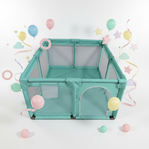Corralito Plegable para Bebés de Cuatro Esquinas para Interiores, Paneles de Malla Transpirable, Puerta de Seguridad, Valla Transparente para Niños Pequeños, <span class=keywords><strong>Marco</strong></span> de Acero Inoxidable - Product Image 1