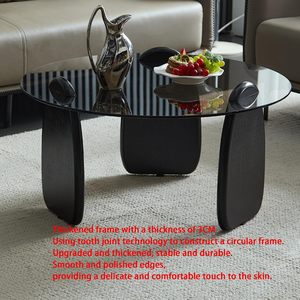 Mesa de centro de vidrio, sala de estar, lujo ligero, apartamento familiar pequeño, mesa con bordes redondos, mesa redonda pequeña minimalista - Product Image 5