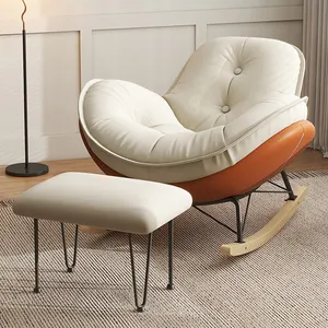 Sedia a dondolo con ala in oro di lusso nordico moderna poltrona in legno metallo velluto casa soggiorno divano divano divano con accento