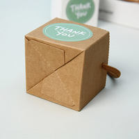 Boîte cadeau carrée en papier kraft avec poignée, imperméable et respectueuse des plantes, pour petites succulentes