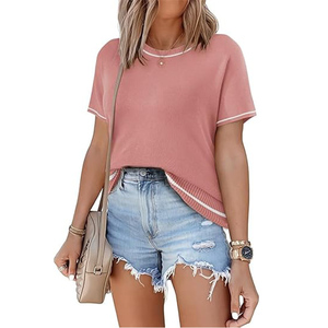 Hauts d'été pour femmes, manches courtes, vêtements décontractés, vêtements de vacances de plage à la mode 2025 - Product Image 4