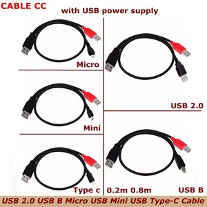 Cable DE DATOS USB2.0/Tipo-c/Tipo-b/Micro/Mini tipo Y, Cable de alimentación 2 en 1 para conexión de disco duro externo de escáner de impresión - Product Image 1