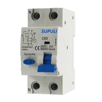 Disjoncteur de fuite à la terre 1P + N Elcb RCCB RCD RCBO 6a 10a 16a 20a 25a 40a 63a AC Type Dispositif de courant résiduel