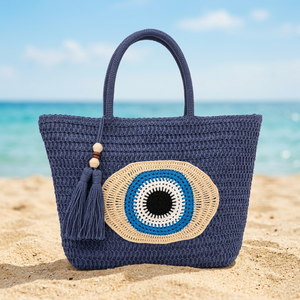 Custom Luxury Handwoven Straw <b>Tote</b> <b>Bag</b> Raffia Beach <b>Bag</b> with Tassel Wooden Beads <b>Summer</b> Resort Handbag for Women Gift - Product Image 5