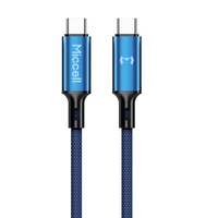 Cable Miccell trenzado de C a C, cable USB tipo C a tipo C de carga rápida, transferencia de datos de alta velocidad, cable de carga USB-C duradero y tejido.