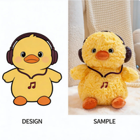Peluche Poulet avec Casque Audio, Douce et Mignonne, Jouet Musical en Forme d'Animal de la Ferme, Cadeau d'Anniversaire Idéal
