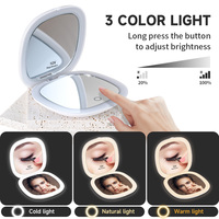 Miroir de maquillage portable pliable personnalisé avec éclairage LED, logo personnalisé, miroir compact avec lumière