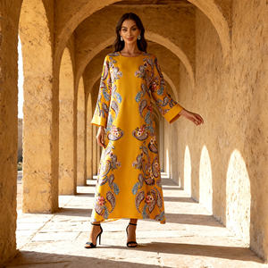 Robe longue élégante de luxe personnalisée en polyester imprimé de haute qualité pour occasions spéciales, Abaya pour femmes musulmanes, fournisseur en gros OEM - Product Image 2