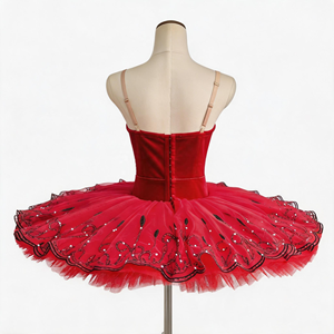 S0090 <span class=keywords><strong>Tutu</strong></span> de ballet rouge personnalisable professionnel pour adultes, en tulle rigide type pancake, costume de danse avec matériaux de qualité supérieure - Product Image 2
