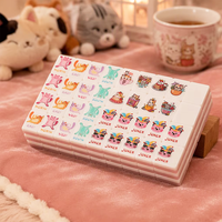 Jeu de Mahjong en Acrylique Rose Pastel Délicat avec Motifs de Dessins Animés – Kit de Jeu de Table Portable pour Divertissement Familial en Intérieur
