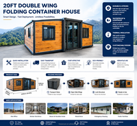 Maison conteneur extensible à double aile de 20 pieds, villa modulaire à deux étages, maison mobile pliable pour hôtel de villégiature et chalet de vacances