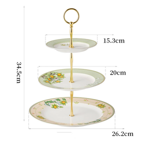 British Style Home Decor Bone China 3-layer Dessert Plate for Business Gift - Product Image 3