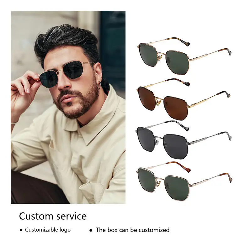 Óculos de sol polarizados de metal de alta qualidade Uv400, óculos de sol polarizados de alta qualidade para homens e mulheres da moda