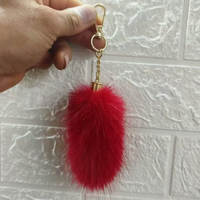 Porte-clés de voiture artisanal en fausse fourrure de renard pour femme, breloque de luxe en cuir pour sac à main