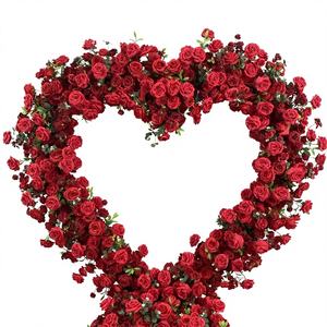 Arche de fleurs artificielles en forme de cœur rouge lisse, décoration extérieure, rose debout, toile de fond de mariage, événement de fête, Saint-Valentin - Product Image 1