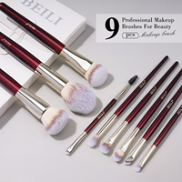 Hochwertiges 9-teiliges Make-up-Pinsel-Set mit Holzgriff und weichen synthetischen Borsten für Lidschatten, Foundation, Blending und Eyeliner