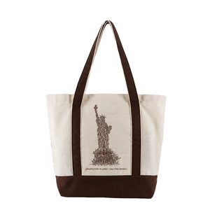 Sac fourre-tout en coton robuste et personnalisé, gris pied-de-poule, patchwork, ruban, broderie à la main, motifs imprimés, fermeture éclair - Product Image 1