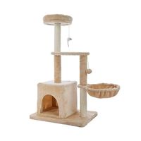 Arbre à chat en sisal minimaliste personnalisable de luxe à 4 niveaux avec poteaux à gratter, tissu en peluche moderne et écologique, condo et lit pour chat