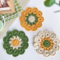 Sous-verres en crochet écologiques, sous-verres en forme de fleurs, napperons en fil tricoté pour la décoration de la maison, ensemble de sous-verres pour restaurants