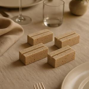 Élégant porte-cartes <span class=keywords><strong>en</strong></span> travertin, Cube rectangulaire <span class=keywords><strong>en</strong></span> marbre, affichage du menu, étiquette de nom de mariage, porte-étiquette <span class=keywords><strong>en</strong></span> pierre - Product Image 3