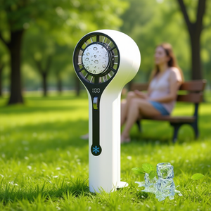 Ventilateur portable rechargeable personnel avec affichage numérique, utilisation en extérieur, mini ventilateur blanc, 5 vitesses, moteur DC, alimenté par batterie - Product Image 2