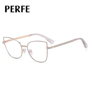 82152スタイリッシュなファインフラッシュ春ヒンジ女性用ブルーメタルメガネダイヤモンド大人用真新しい近視 - Product Image 3