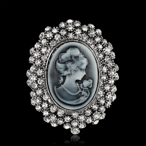 Nouveau rétro beauté tête série <span class=keywords><strong>broche</strong></span> eau diamant camée <span class=keywords><strong>broche</strong></span> reine alliage diamant ensemble poitrine fleur - Product Image 2
