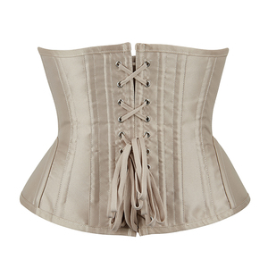5 Buttons Crocheted Underbust <strong>Corset</strong> Women <strong>Beige</strong> 14 Steel Bones Anti-Bacterial Eco-Friendly Waist Cinchers Shapers - Product Image 2
