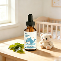 Minyak Alga DHA Kustom OEM 3000mg DHA 120mg ARA Per Botol Formula Tetes Cair Pendukung Otak dan Mata Bayi Pabrik GMP Kustom