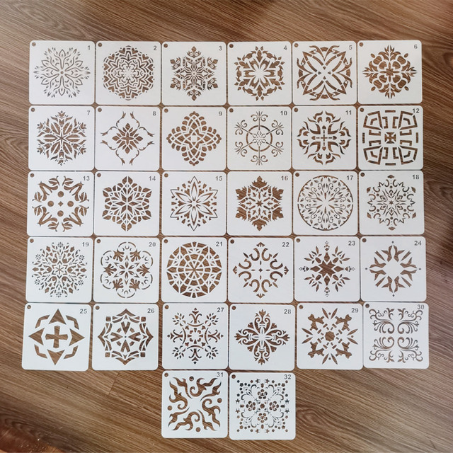 Oem Eco-friendly Plastic PP Material Stencil for Paint Mandala Drawing Stencils Set for Kids Christmas Stencils for Wall