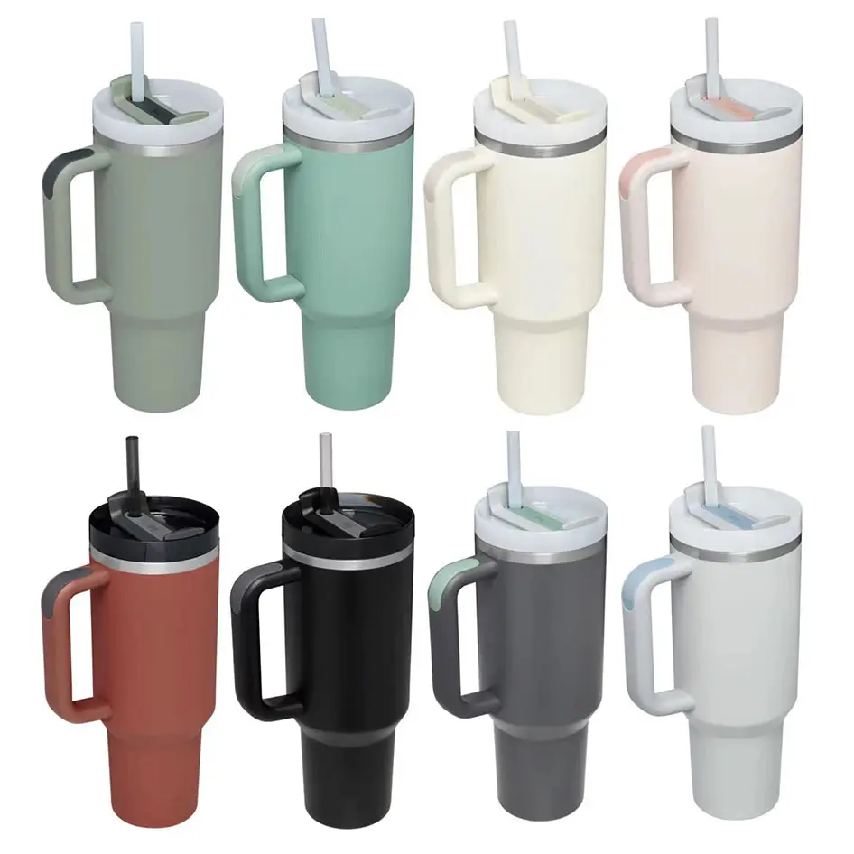 Tùy chỉnh phòng tập thể dục Tumblers bán buôn số lượng lớn cốc nóng và lạnh cách điện đôi tường Kính Dễ Thương cà phê rơm sippy ly hồng Tumbler 40 oz