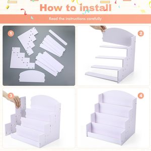 White Four Tier Desktop <b>Storage</b> <b>Rack</b> For Cards Figurines Cosmetics Office Organization - Product Image 5