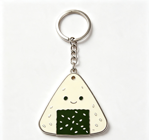 <b>Cute</b> Onigiri Metal Key Chain Zinc Alloy Enamel Coin Holder <b>Keyring</b> Custom Shape Letterpress Print Gift - Product Image 3