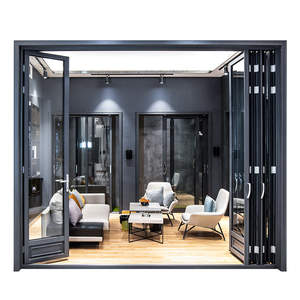 דרצ'י חיצוני חיצוני עמיד לרוח אלומיניום דלתות זכוכית מתקפלות פטיו עם כילה נגד יתושים - Product Image 2