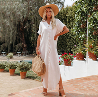 Nouvelle robe de plage zippée à bouton unique de style européen et américain, chemisier ample d'été, haut de bikini décontracté anti-UV