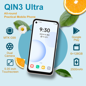 Smartphone Duoqin Qin3 Ultra 4G 6 Go + 128 Go MTK G99 5,05 pouces Android 12 Version Globale Téléphone Portable Mini avec Lecteur d'Empreintes Digitales - Product Image 1