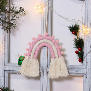 Venta al por mayor Rosa bebé habitación niños de algodón hecho a mano Arco Iris decoración Macrame colgante de pared - Product Image 2