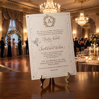 Invitations de mariage de luxe professionnelles avec cadre baroque orné en relief 3D, dorure à chaud et ensemble d'enveloppes et de doublures de cartes