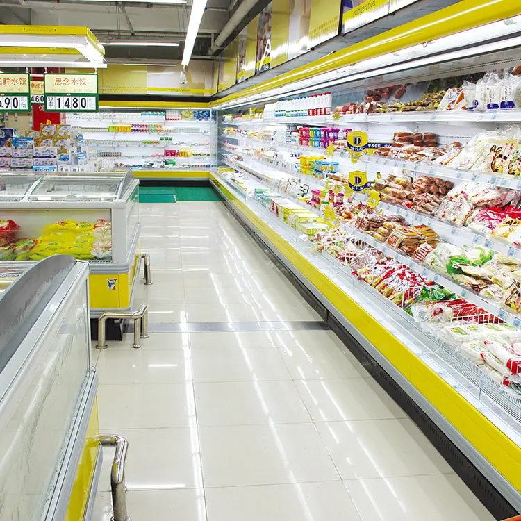 Supermarket freezer multideck Refrigerated Open Fridge Fruits Dairy Display Cabinet Display Chiller Cabinet