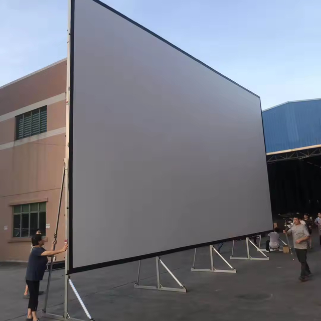 500 Inch 1100 mm by 600 mm Big Size Fast Fold Portable Outdoor Projection Screen with Portable Carry Flightcase with Wheels