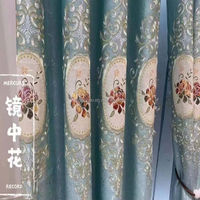 Rideaux occultants européens de luxe pour salon, brodés de fleurs, 100% polyester