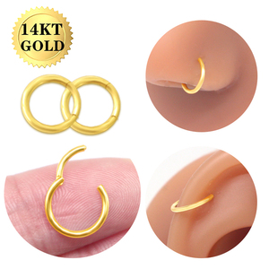 Getta Anello per Naso in Oro Massiccio 14K Stile Vintage, Regalo di Nozze, Impermeabile, per Septum, Orecchio, <span class=keywords><strong>Helix</strong></span>, Piercing, Gioielli in <span class=keywords><strong>Argento</strong></span> Pregiato, Vendita all'Ingrosso - Product Image 3