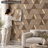 Papier peint autocollant motif bois triangulaire marron doré 1,2x3m, feuilles IXPE 2,3mm pour murs de salon et murs TV